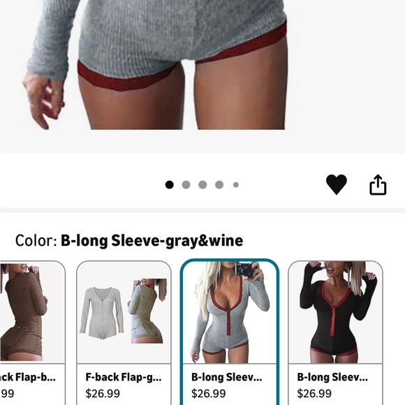 Gray & Red Ribbed One Piece Romper - Picture 2 of 6